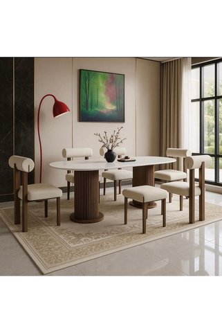 larissa design salon masa takımı 6 kişilik (masa tablası lake boya)
