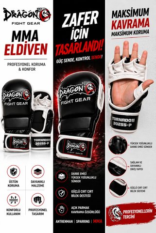 Dragondo Tornado II MMA Dövüş Eldiveni Açık Parmak Kickboxing Muay Thai Antrenman S M L XL