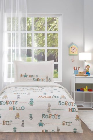 Özdilek Hello Robots Lastikli Çarşaf Tek Kişilik Nevresim Takımı