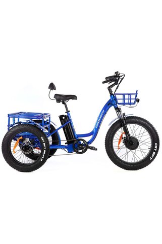 EMİNMOTOR Geotech Trio Deluxe Elektrikli Üç Tekerlekli Kargo Bisikleti Mavi