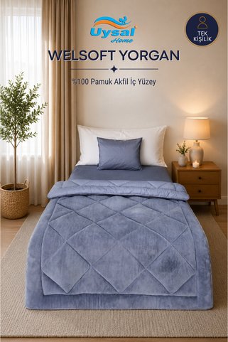 UYSAL WELSOFT AKFİL TEK KİŞİLİK YORGAN ANTRASİT 155x215