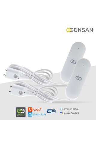 Günsan 2'li Akıllı Wifi Su Kaçağı Dedektörü (Kablolu) Tuya & Smart Life Uyumlu (2 Adet)