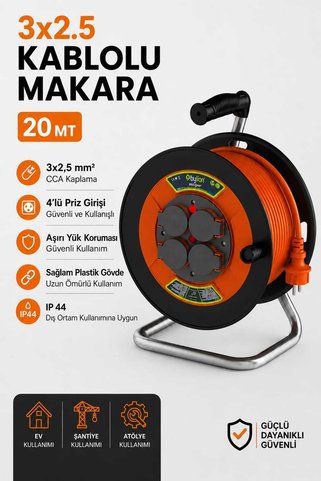 Bylion 3X2,5 20MT KABLOLU SEYYAR MAKARA IP44 KAPAKLI