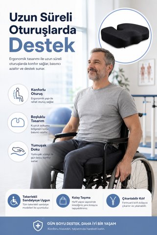 EpiRelax Kuyruk Sokumu Boşluklu Visco Oturma Minderi Ergonomik Sandalye Minderi