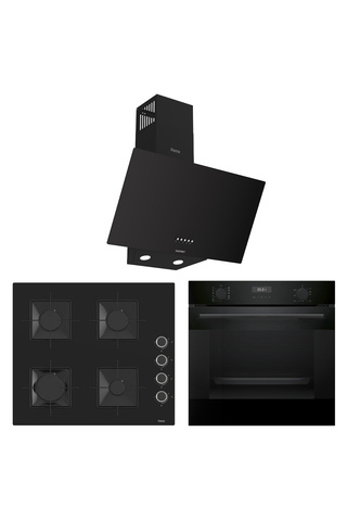 Bosch & Ferre Black Star 3 lü Ankastre Set - Ultra Sessiz Davlumbaz - 42 dB ( HUA717BA0T - SS205 - D086-SA ) Buhar Destekli