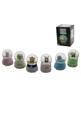EMVERA Büyük Boy - 10CM Pilli - Işıklı Müzikli Kar Küresi Cam Hayvan Figürlü - Desen Mix Renkli Herhangi Bi