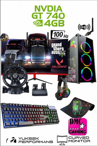 Dmc N231 (GTA 5) I5 3470,16GB,500GB HDD,256GB SSD,4GB GT740,24''100Hz Curved Masaüstü Oyuncu Bilgisayar