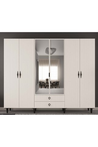miracool Lale 6 Kapaklı Gardrop / 6 Kapılı Dolap / Komple MDF / Modern Tasarım