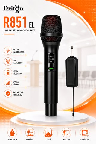 DRİTON R-851 KABLOSUZ JACKLI TELSİZ EL MİKROFON