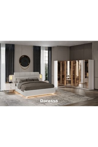 Doressa Living Bend Moon 7 Kapılı Reflekte Camlı Köşe Yatak Odası Takımı