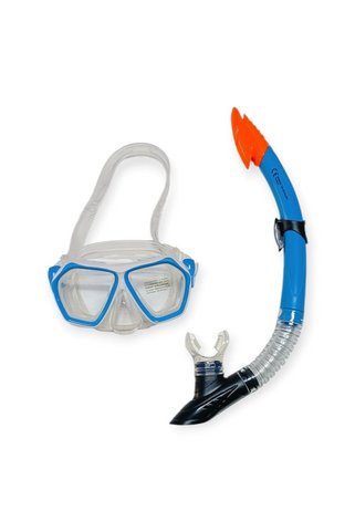 BERMUDA Tempered Camlı Premium Silikon Dalış Maskesi ve Snorkel Yetişkin - Mavi