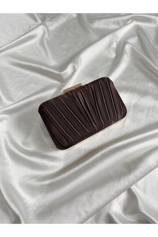 Mia Collection Pileli Model Düğün Nişan Abiye Çanta Acı Kahve