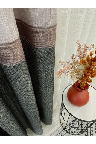 Brillant HAKİ-BEJ 1/3 Sık Pile Yumuşak Dokulu Fon perde