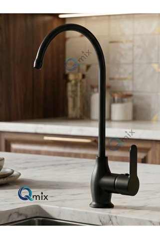 QMİX Siyah Arıtma Musluğu Mat Siyah Tekli Arıtma Bataryası Pirinç Gövde Mat Siyah Arıcıtı Musluğu