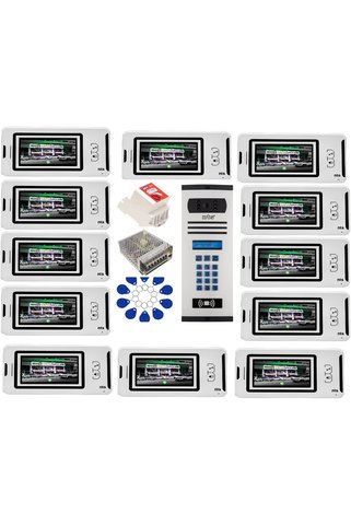 ÇağatayElektrik 20 DAİRE NTS 2001-B 4,3'' GÖRÜNTÜLÜ DİAFON BEYAZ-8004 TUŞ TAKIMLI ŞİFRELİ+GEÇİŞLİ ZİL PANELLİ SET