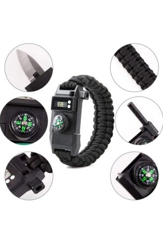 GLB-STL41414 Paracord Dijital Saat Düdük Hayatta Kalma Kamp Bilekliği