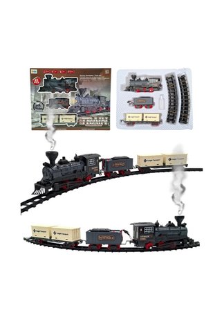 Prlk toys 15 Parça Buharlı Tren Seti – Işıklı, Sesli ve Duman Efektli Lokomotif Oyuncak