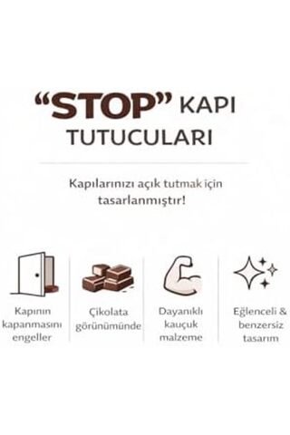 Yıldızan Terra Organik STOP Kapı Tutucu, Çikolata ve Beyaz Görünümlü PVC Malzeme Kapı Stoperi, Kaymaz Kapı Al