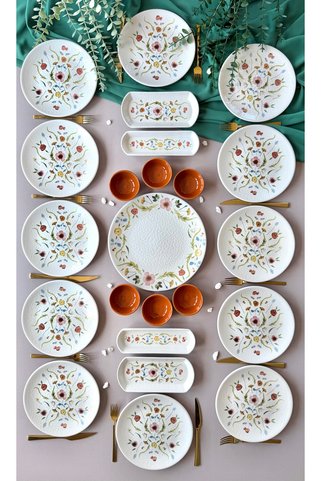 Yiğit Seramik Züccaciye Serenat Model 12 Kişilik 23 Parça Sosluklu Modern Kahvaltı/Brunch Takımı