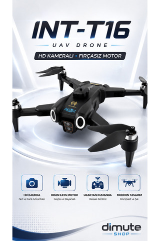 INT-T16 UAV Drone HD Kamera Fırçasız Motorlu Uzaktan Kumandalı Katlanabilir Drone