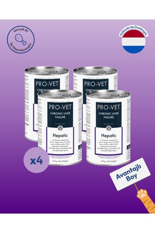 PRO-VET Hepatic Karaciğer Destekleyici Köpek Konserve Yaş Maması 415g x 4 Adet
