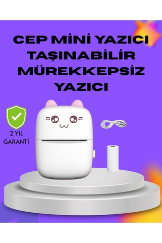 Kablosuz Mini Cep Yazıcısı Bluetooth Destekli 1200mAh Bataryalı