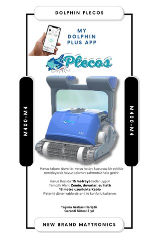 Gemaş PLECOS M4 (DOLPIN) M400 Otomatik Havuz Süpürge Robotu-Automatic Pool Cleaners-ToptancıyızBiz
