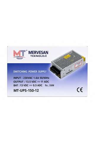 Mervesan MT-UPS-150-12 12V 11A 150W UPS Akü Şarj Özellikli Switching Power Supply