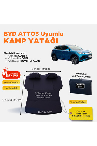 woinbo BYD ATTO3 Uyumlu Araç Kamp Yatağı