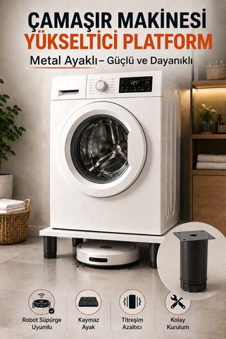 LOVİSSE HOME Çamaşır Makinesi Yükseltici Platform 5 METAL ve Ayarlı Ayaklı - 60x60 cm