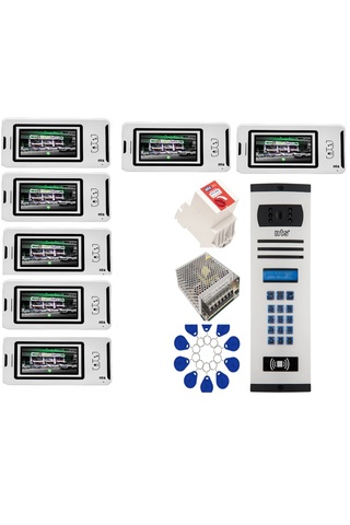 ÇağatayElektrik 7 DAİRE NTS 2001-B 4,3'' GÖRÜNTÜLÜ DİAFON BEYAZ-8004 TUŞ TAKIMLI ŞİFRELİ+GEÇİŞLİ ZİL PANELLİ SET