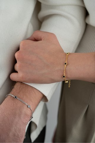 Silvano Jewelry 925 Ayar Gümüş Çift Yonca Bileklik