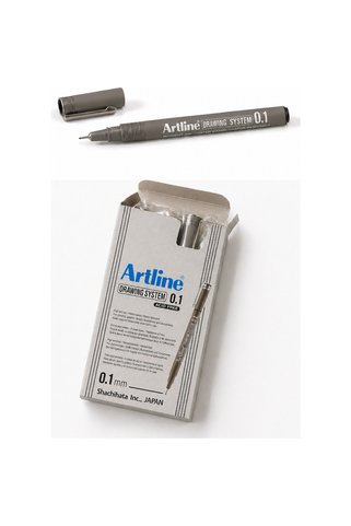 artline 0.1 mm Siyah Çizim Kalemi Drawing System 235 Suya Dayanıklı Siyah Renk 12'li Paket