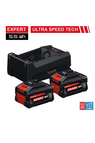 Bosch Expert 2 x EXBA 18V-5.5AH + GAL 12V/18V-80 Akü Ve Şarj Aleti Seti 1.600.A03.73P