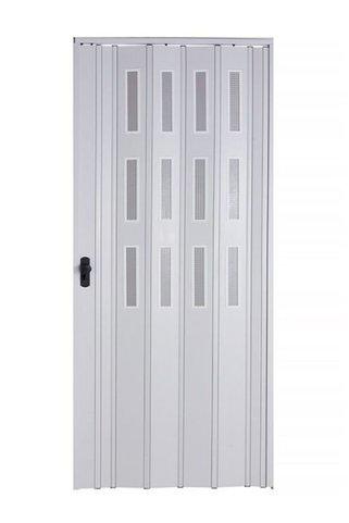 Sarpaş Dekor Sarpaş Akordiyon Kapı 67x246 Beyaz Camlı Kalın Kapı Katlanır Akordeon Pvc Anahtar Kilitli