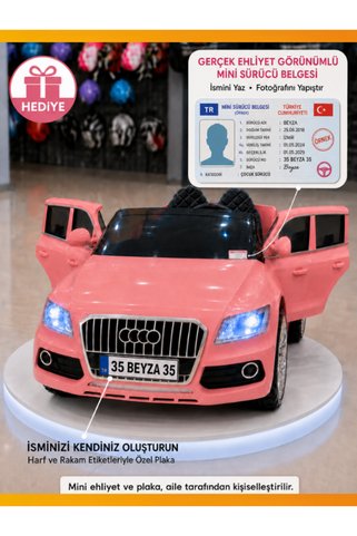 modabebekler Akülü Araba Audi Mini Ehliyetli Özel Plakalı Ebeveyn Kontrollü Uzaktan Kumandalı 10-12 Yaşa Kadar Uygun