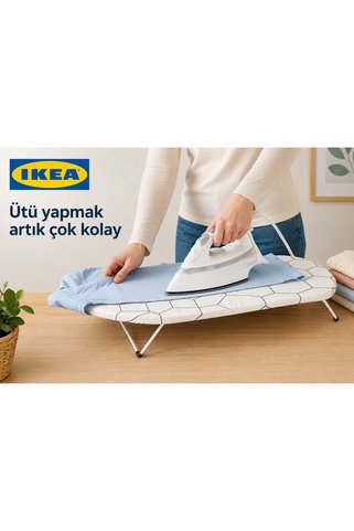 IKEA Ayaklı Masa Üstü Ütü Masası Uzunluk 73 Cm Mini Ütü Masası Beyaz Renk Genişlik 32 Cm Çelik