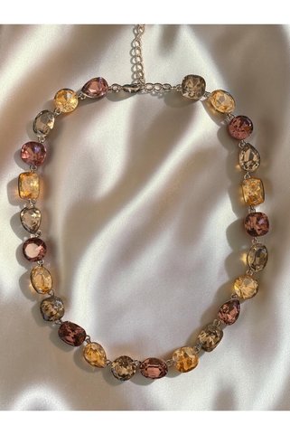Nanu Concept Paris Koleksiyonu Mocha Pastel Kristal Taşlı Kolye