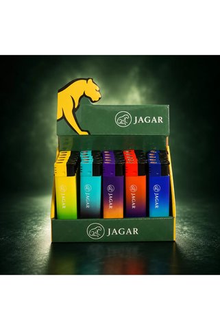 jagar Geçişli Renk Gövdeli Siyah Kapaklı Çakmak 25'li Kutu
