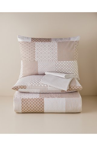 English Home Chain Patch Kolay Ütülenir Çarşaflı Çift Kişilik Nevresim Takımı 200x220 cm Turuncu