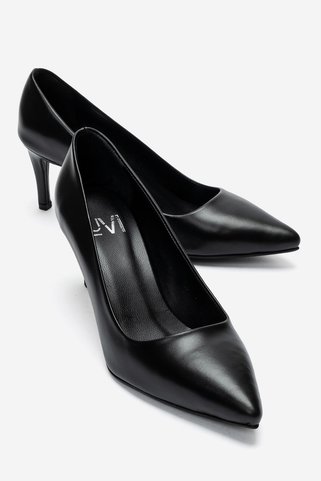 LuviShoes CLYDE Siyah Cilt Hakiki Deri Kadın Topuklu Ayakkabı