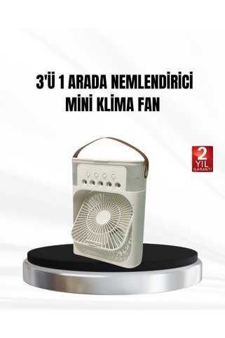 Eco Lounge 3’ü 1 Arada Mini Klima Fan USB Şarjlı, 7 Renk Gece Lambalı ve Nemlendirici