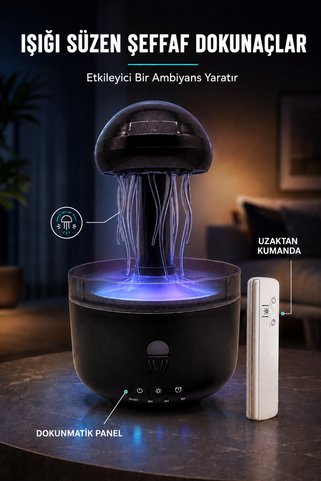 AKBA HOME Hava Nemlendirici Denizanası Ultrasonik Aroma Diffuser Ambiyans Lambası Dekoratif Gece Lambası
