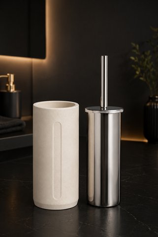 betonmall 2 Parça Dekoratif Beton Tuvalet Fırçası Metal Wc Fırçalığı