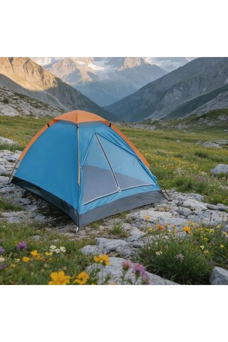 AyPenye 4 Kişilik Kamp Çadırı Manuel Kurulum Düz Kapılı Outdoor Dayanıklı Kamp Doğa Çadırı 200 x 200 x 110 c