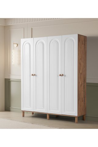 Erz Design Bohem Zambak 4 Kapaklı Çekmeceli Elbise Dolabı Gardrop 160cm