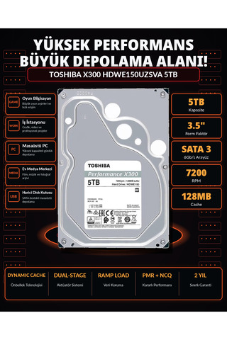 DİSK BANK 5 TB XPERFORMANCE X300 3.5 İnç HDWE150UZSVA Masaüstü Bilgisayar Diski