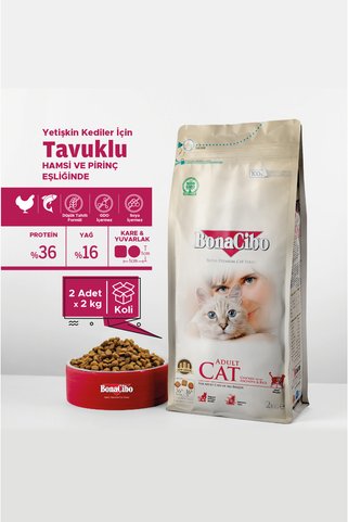 BonaCibo 2 Paket X 2 kg Tavuklu Yetişkin Kedi Maması Toplam 4 kg