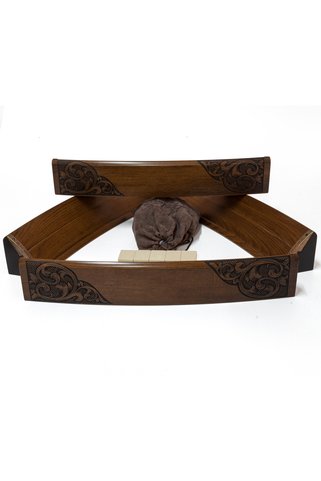 Helena Wood Art Otantik Motifli Ahşap Oval Okey Takımı
