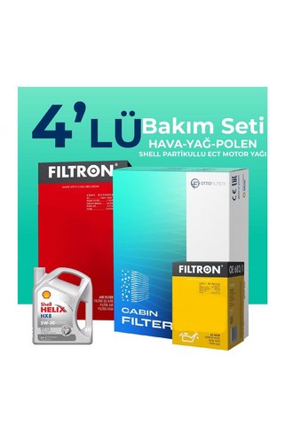 Filtron Fiat Fiorino 1.3 Dizel Filtre Bakım Seti Shell Motor Yağlı EURO 4 (2007-2016) 4 Lü